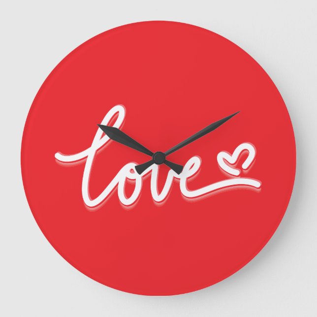 Love Heart Valentines Large Clock (Front)