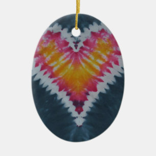Love Heart Valentine's Tie Dye Ceramic Ornament