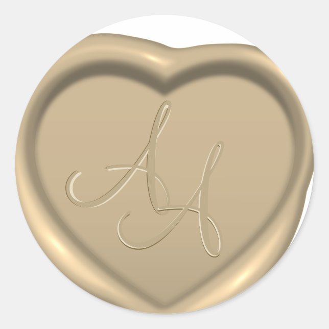 Love Heart Wax Seal Monogram Wedding Sticker (Front)
