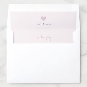 Love Heart Wedding Envelope Liner in Soft Pink