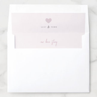 Love Heart Wedding Envelope Liner in Soft Pink