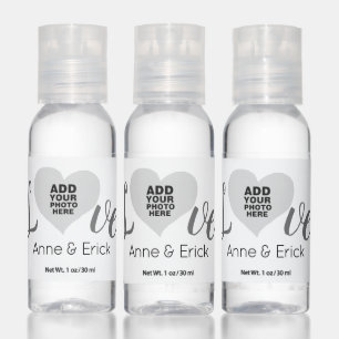 Love heart wedding photo hand sanitizer