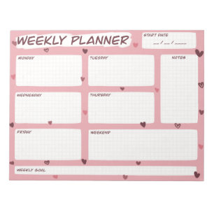 Love Heart Weekly Planner Notepad