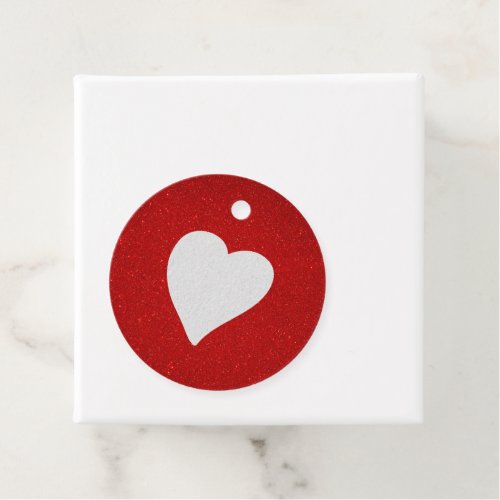 Love Heart White Glitter Valentines Favor Tags