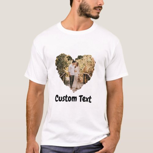 Love Heart With Custom Photo and Text  T_Shirt