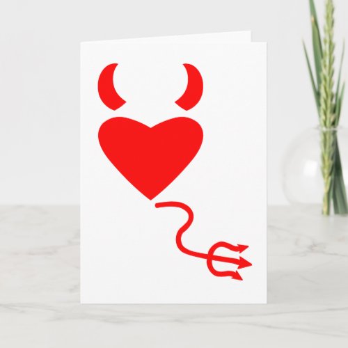 Love Heart with Devil Horns and Tail Holiday Card