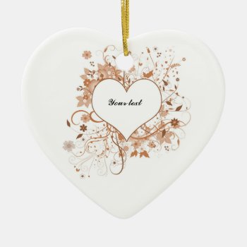 Love Heart With Flowers Ceramic Ornament by karanta at Zazzle