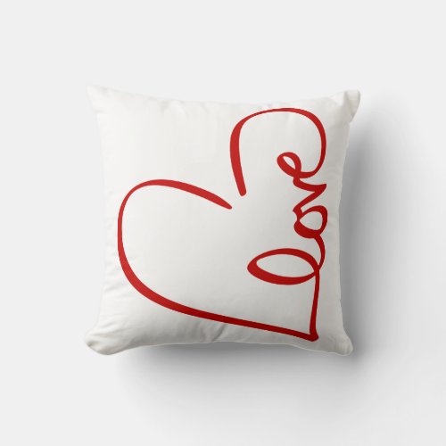 Love Heart Word Art Red Valentines Throw Pillow