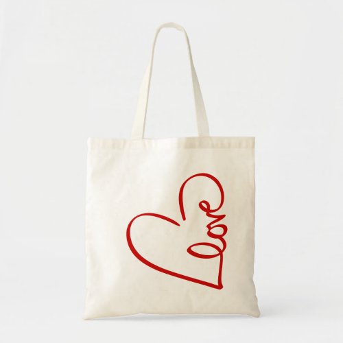 Love Heart Word Art Red Valentines Tote Bag