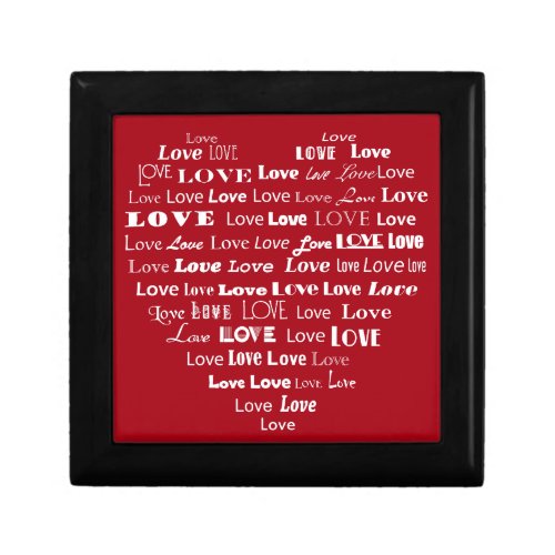 Love Heart Word Cloud _ White on Dark Red Gift Box