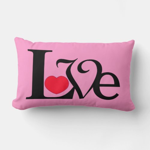 Love Heart Word Lumbar Pillow