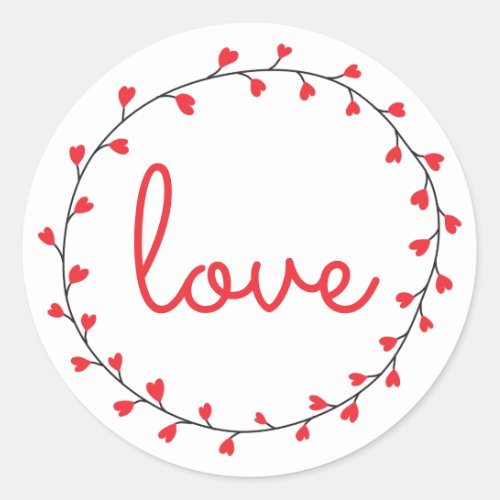 Love Heart Wreath Classic Round Sticker