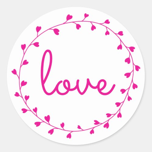 Love Heart Wreath Classic Round Sticker