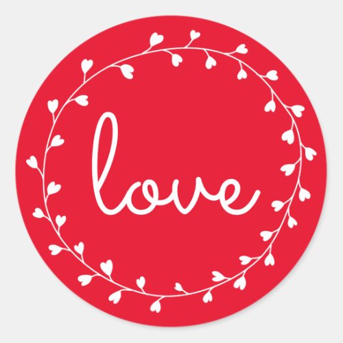 Love Heart Wreath Classic Round Sticker