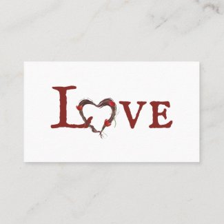 Love Heart Wreath with Red Tulips Business Card