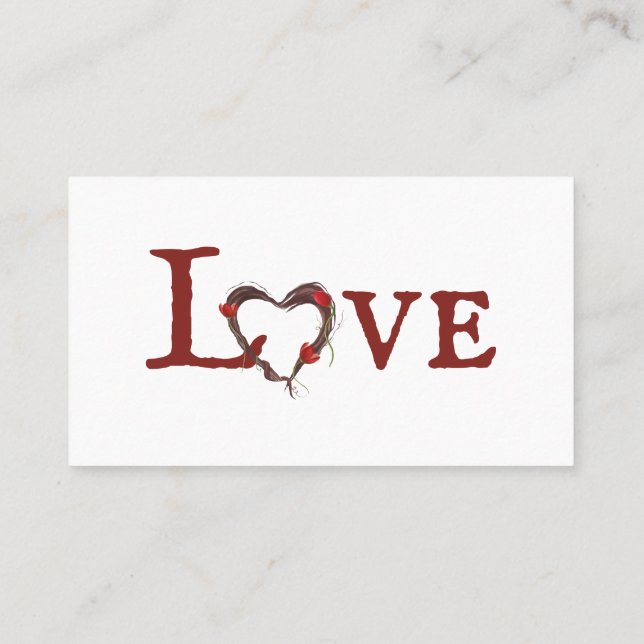 Love Heart Wreath with Red Tulips Business Card (Back)