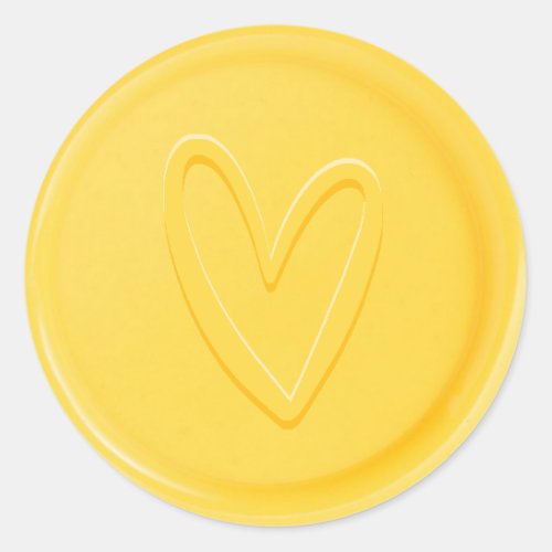 Love Heart Yellow Wax Seal Sticker