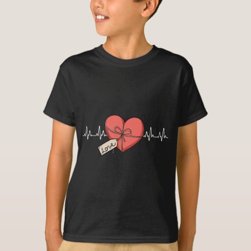Love Heartbeat Valentines Day Cute V_Day Pajama T_Shirt