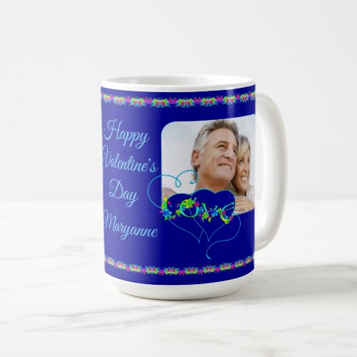 Love Hearts and Flowers Custom Photo Coffee Mug