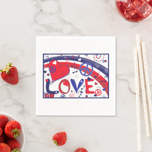 Love Hearts And Musical Notes Paper Napkins