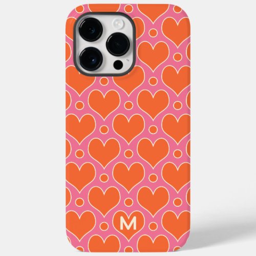 Love Hearts and Polka Dots pattern in Pink Orange Case_Mate iPhone 14 Pro Max Case