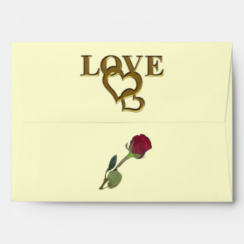 Love Hearts and Red Rose Invitation Envelope