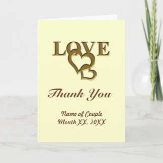 Love Hearts and Red Rose Thank You Greeting Card
