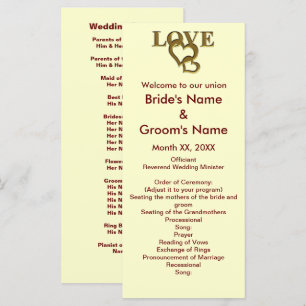 Love Hearts and Red Rose Wedding Rack Card