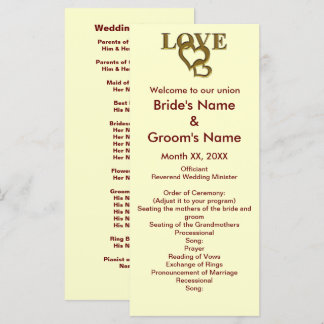 Love Hearts and Red Rose Wedding Rack Card