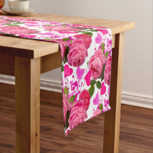 Love Hearts and Roses / Pink Valentine's Day  Short Table Runner