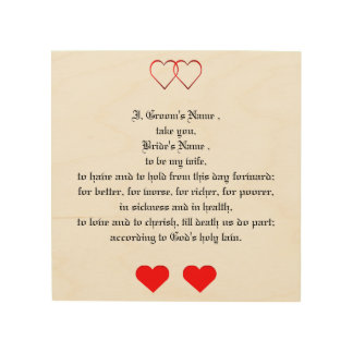 Love Hearts and Wedding Vows Wood Print