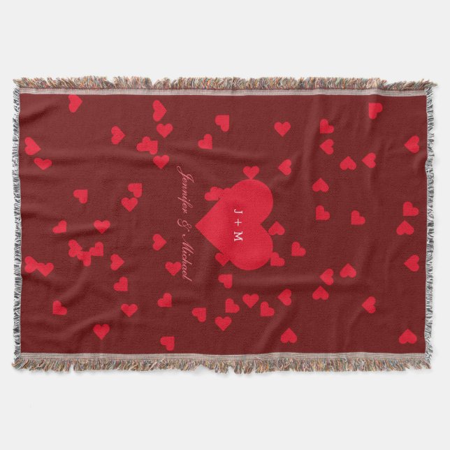 Love Hearts Anniversary Bride Groom Wedding Throw Throw Blanket (Front)