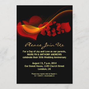 love hearts anniversary invitations