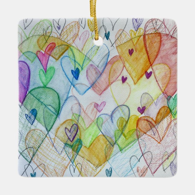 Love Hearts Art Custom Holiday Gift Ornaments (Front)