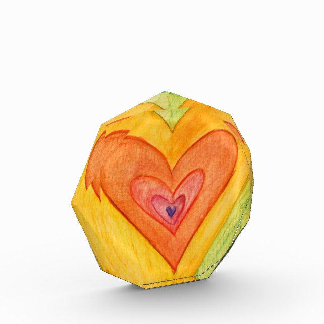 Love Hearts Art Inspirational Paperweight Award (Left)