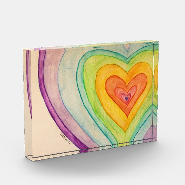 Love Hearts Art Inspirational Paperweight Award (Left)