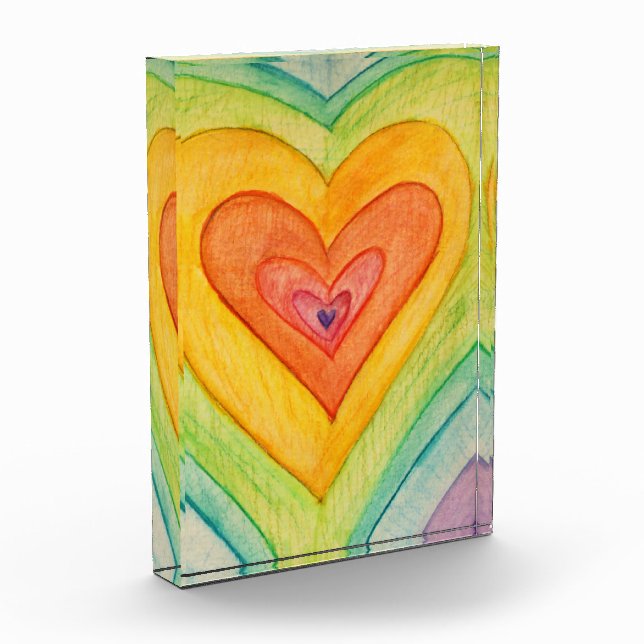 Love Hearts Art Inspirational Paperweight Award (Left)