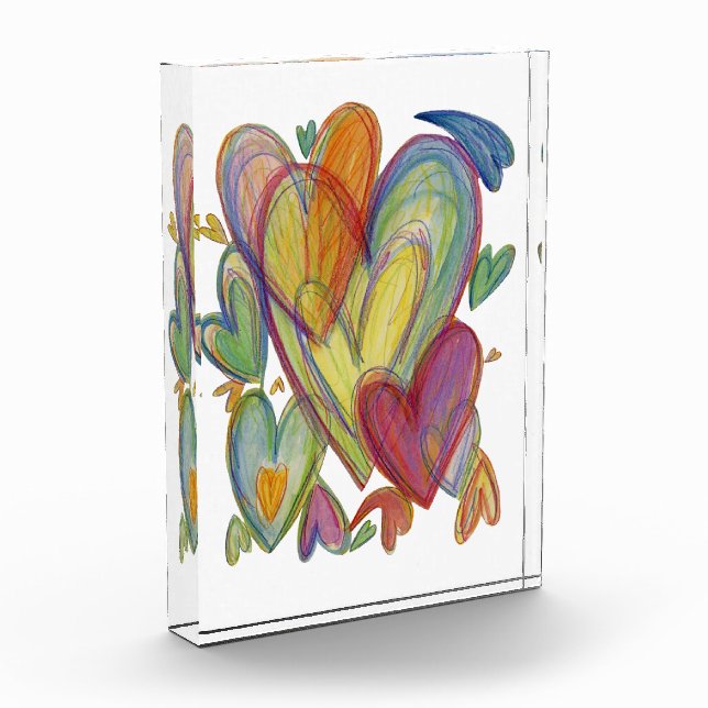 Love Hearts Art Inspirational Paperweight Award (Left)