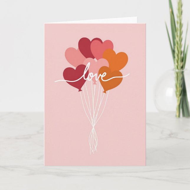 Love Hearts Balloon Greeting Card (Front)