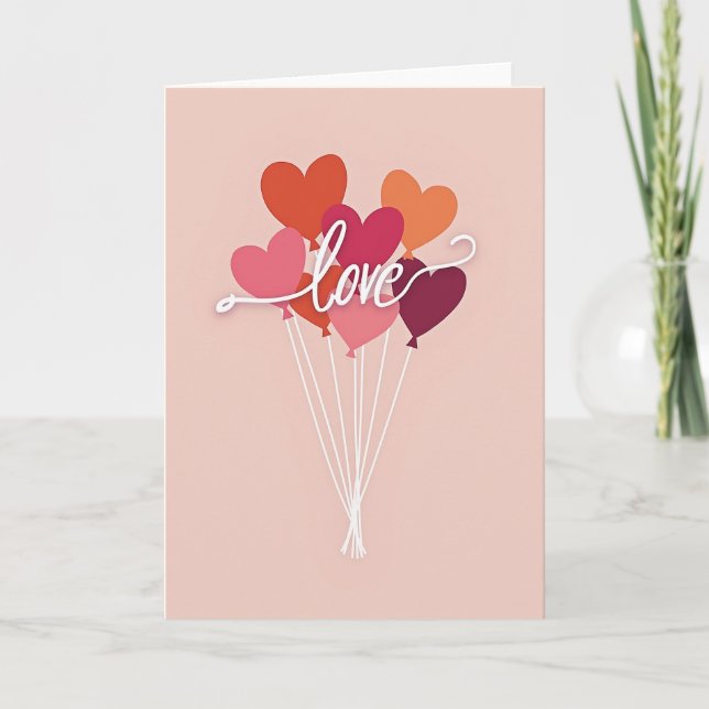 Love Hearts Balloons Card (Front)