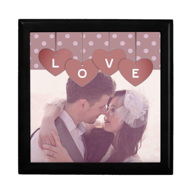 Love Hearts Banner Romantic Overlaid Photo Gift Box (Front)