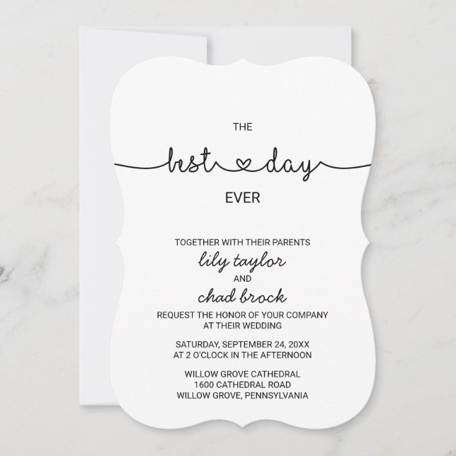 Love Hearts Best Day Ever Wedding Invitation (Front)