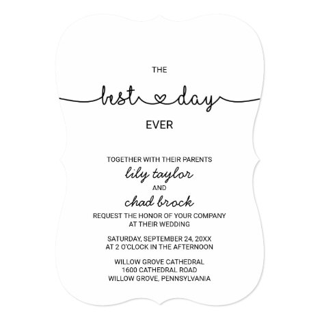 Love Hearts Best Day Ever Wedding Invitation