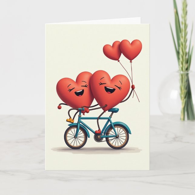 Love Hearts Bicycle Ride Card (Front)