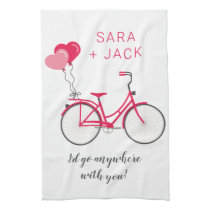 Love Hearts Bicycle Valentine Personalized Custom Kitchen Towel