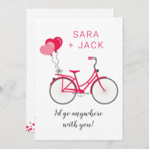 Love Hearts Bicycle Valentine Personalized Custom Note Card