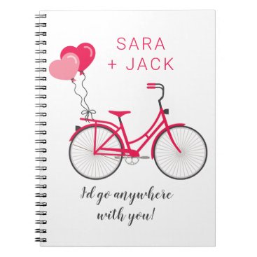 Love Hearts Bicycle Valentine Personalized Custom Notebook