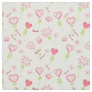 Love Hearts Blooming 2 Fabric
