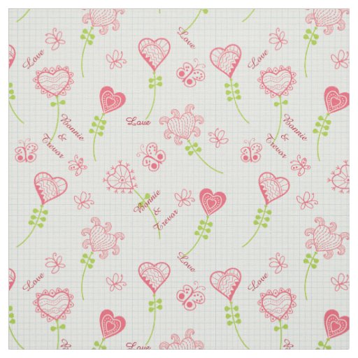 Love Hearts Blooming 2 Fabric