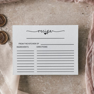 Love Hearts Bridal Shower Recipe Cards